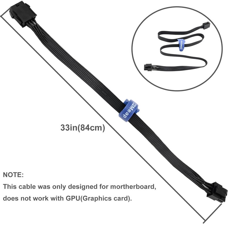 COMeap CPU 8 Pin Extension Cable CPU 8-Pin Female to 8 (4+4) Pin Male EPS 12V Extension for Motherboard (Not PCIe VGA) 33 inch (84 cm) - Image 5